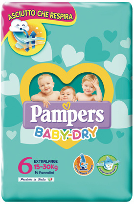 Immagine di PAMPERS BABY DRY DWCT XL 14 PEZZI