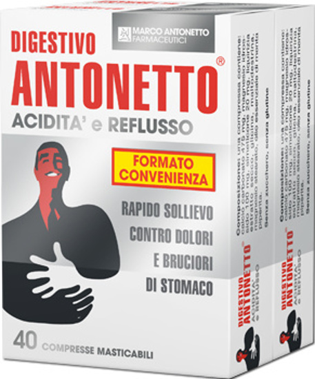 Immagine di DIGESTIVO ANTONETTO ACIDITA' E REFLUSSO 80 COMPRESSE MASTICABILI 2 ASTUCCI DA 40 COMPRESSE