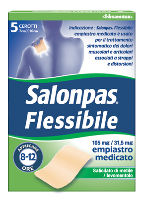Immagine di SALONPAS FLESSIBILE, 105 MG/31,5 MG, EMPIASTRO MEDICATO SALICILATO DI METILE / LEVOMENTOLO
