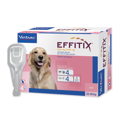 Immagine di EFFITIX spot-on per cani da 20 a 40 Kg 4 pipette da 4,40 ml 268 mg + 2.400 mg